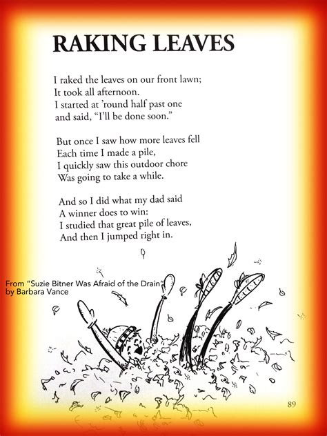 Cute Childrens Poem About Raking Leaves In Autumn From Suzie Bitner