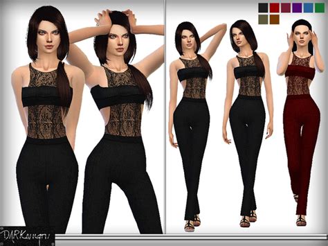 The Sims Resource Lace Bandeau Jumpsuit By Darknightt • Sims 4 Downloads