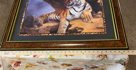 Home Interiors Tiger Framed Picture 27 X 33 HOMCO Big Cat By Linda