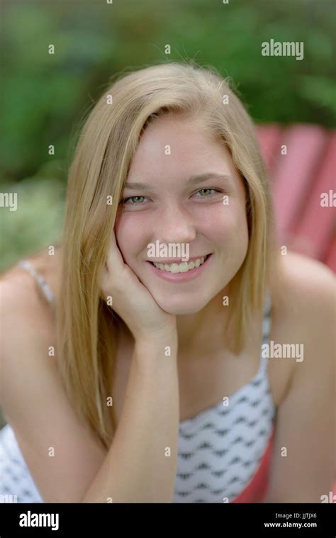 Fresh Faced Teenage Girl Outdoors Stock Photo Alamy