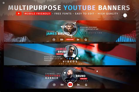 Creative Multipurpose Youtube Banner Social Media Templates