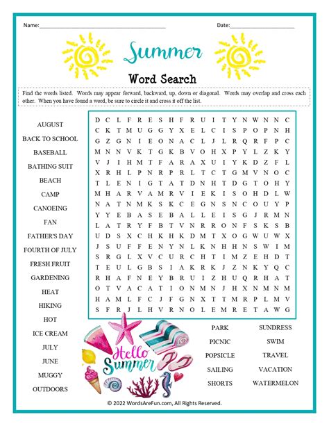 Free Summer Word Search Summer Activities Twinkl Ph