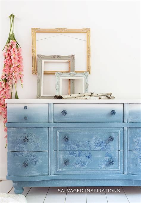 Db New Dusty Blue Floral Painted Dresser Salvaged Inspirations