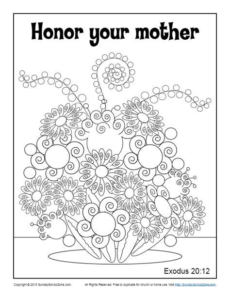 Honor Your Mother Coloring Page Childrens Bible Activities Sunday