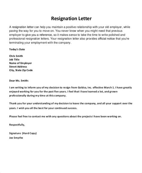 Resignation Letter 22 Free Word Pdf Documents Download Free