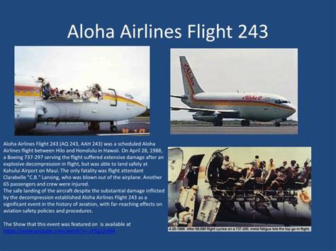 Aloha 243 was a watershed accident : PPT - Aviation Metal Fatigue PowerPoint Presentation - ID ...