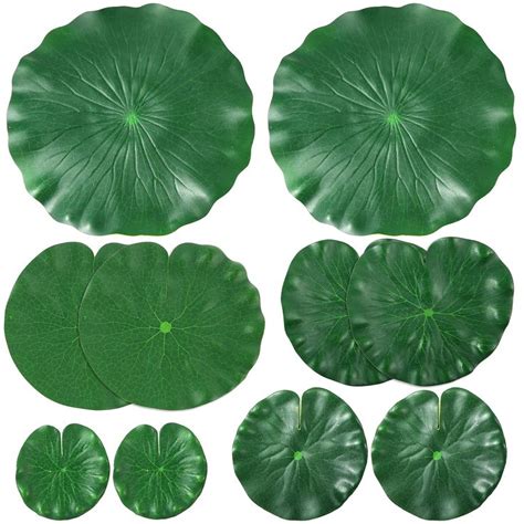 Auihiay 10 Pieces 5 Kinds Artificial Floating Foam Lotus Leaves Lily