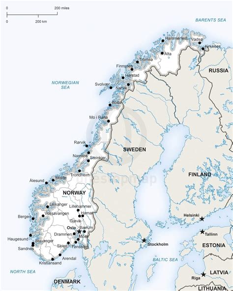Vector Map Of Norway Political One Stop Map