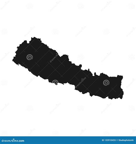 Nepal Vector Map Isolated On White Background High Detailed Black Silhouette Map Of Nepal