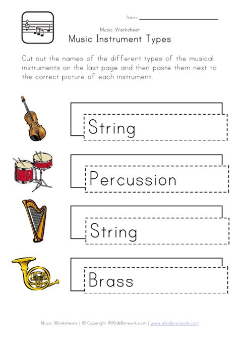 Music Instruments Worksheets Pdf