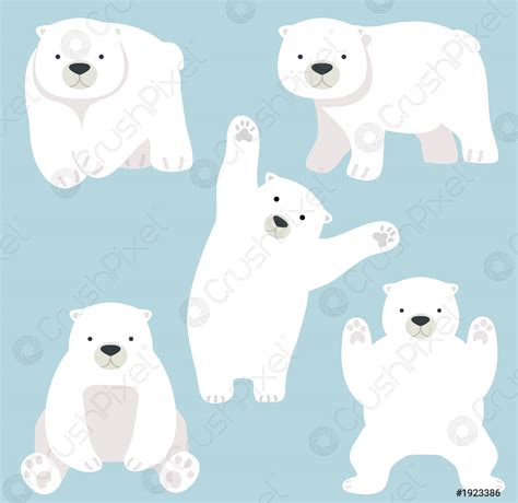 Cute Polar Bear Funny Cartoon Vector Set Stock Vector Crushpixel