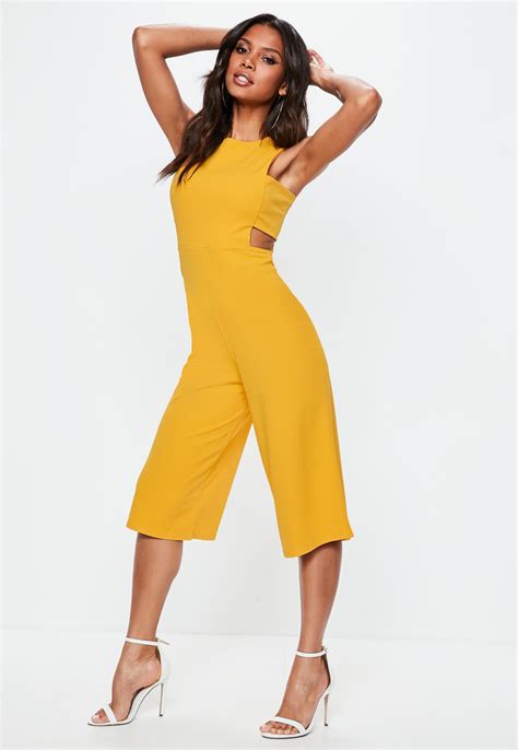 yellow tab side culotte jumpsuit missguided jumpsuits for women culotte jumpsuit jumpsuit