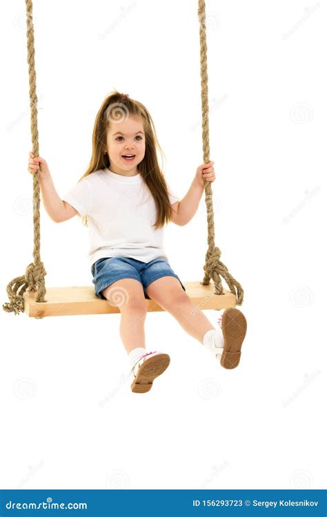 Little Girl Swinging On A Swing Stock Image Image Of Active