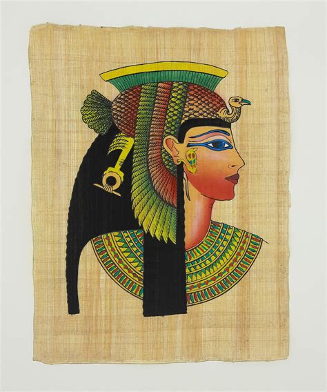 Queen Cleopatra Egyptian Papyrus Art Painting Portrait Etsy