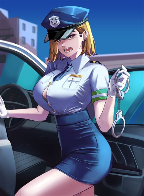 artstation police officer lady anime sexy girl commissions