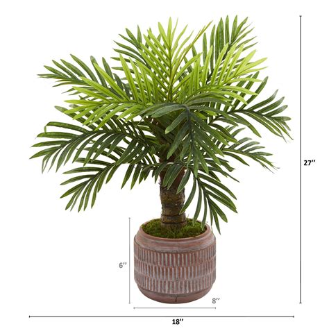 27 Robellini Palm Artificial Tree In Stoneware Planter Nearly Natural