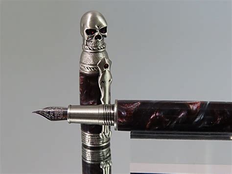 Skull Handmade Fountain Pen In Antique Pewter And Copper Vein Etsy