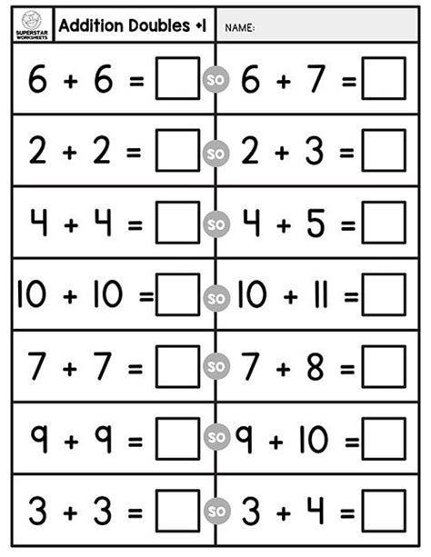 Doubles Facts Worksheets Printable