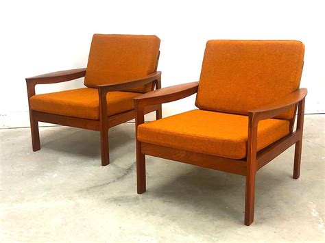 Set 2 Mid Century Danish Modern Teak Komfort Lounge Chairs Heirloom Decor