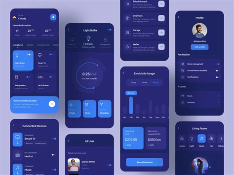 Smart Home Mobile Application Design Dark Version Uplabs