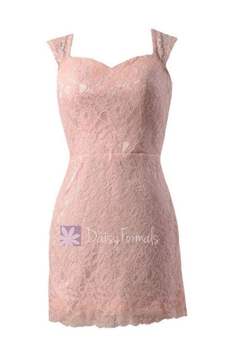 Short Blush Pink Formal Lace Dress Blush Pink Vintage Lace Bridesmaid