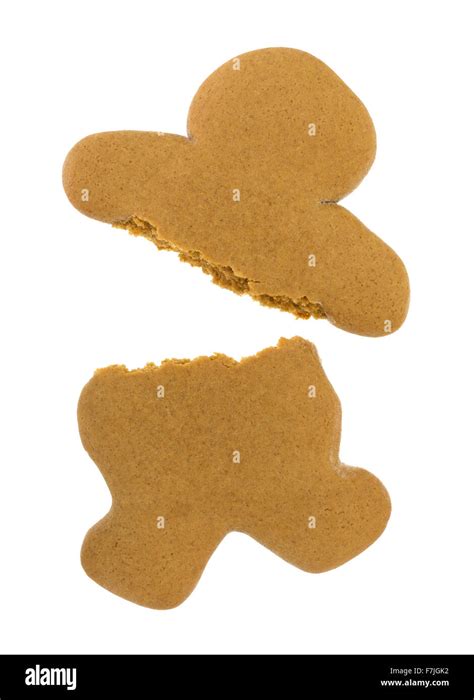 An Unfrosted Gingerbread Man Christmas Cookie That Has Been Broken In