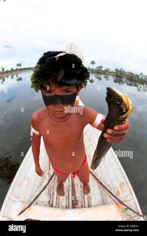 Xingu Indians In The Amazone Brazil Stock Photo Alamy