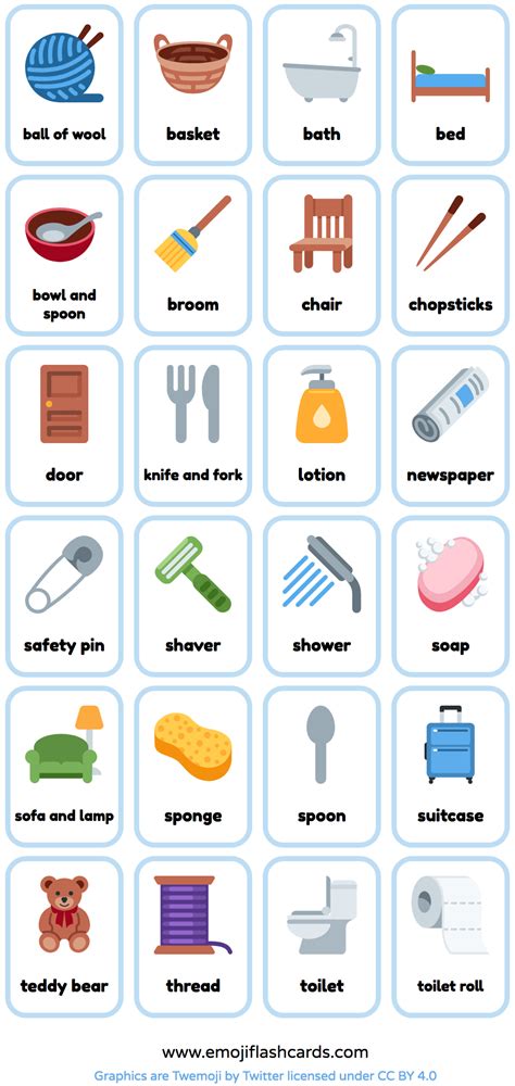English Flashcards Home House Objects Printable Flash Cards