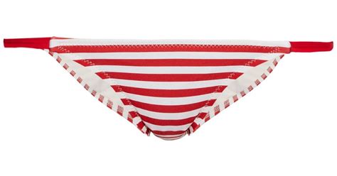 Solid And Striped Synthetic The Morgan Striped Bikini Briefs In Red White