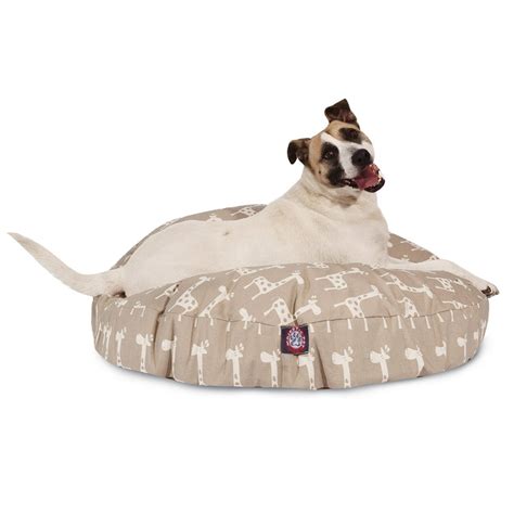 Majestic Pet Stretch Round Dog Bed Cotton Twill Removable Cover Maple