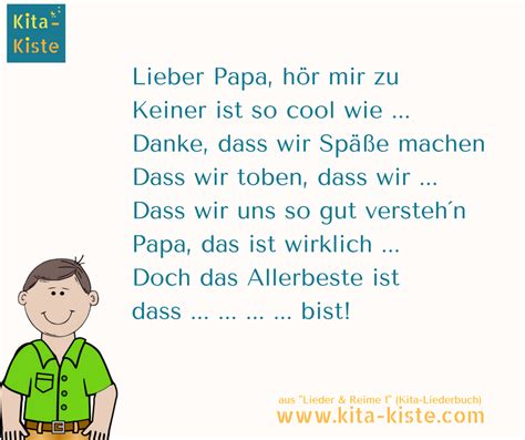 Überraschen sie die herren ihres lebens mit einem ganz besonderen geschenk oder erstaunen sie sie mit einigen klugen fakten. Vatertag Gedicht Spruch - aus "Lieder & Reime 1", dem Kita ...