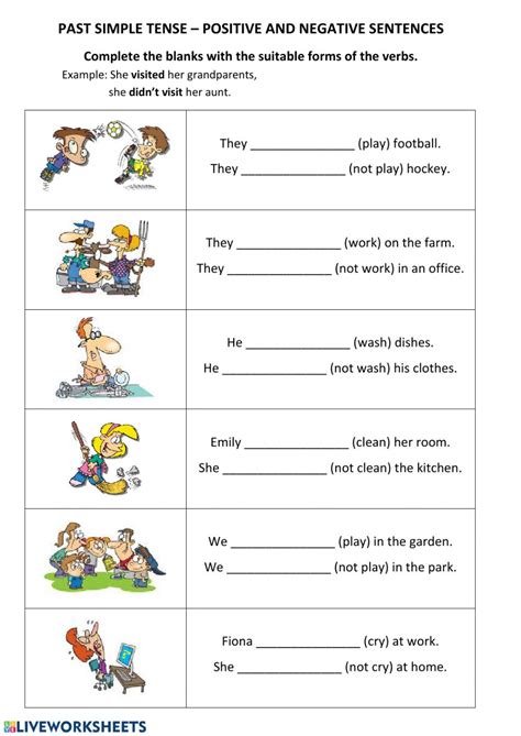 The past simple (simple past) with other verbs. Ejercicio de PAST simple - positive, negative - part 2 ...