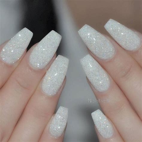 Pin By Princess226 On Nail Ideas White Glitter Nails Prom Nails