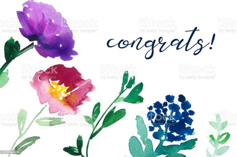 Congrats Card Printable Calligraphy Handwriting And Watercolor Floral