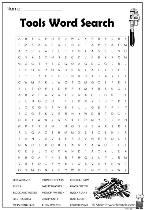 Tools Word Search Monster Word Search