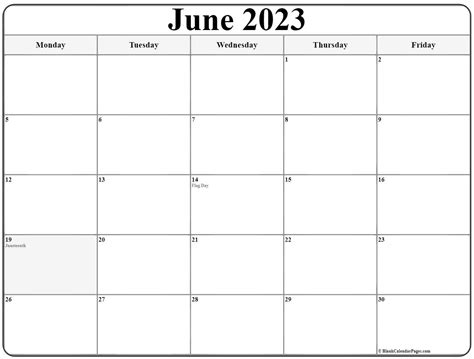 June 2023 Monday Calendar Monday To Sunday