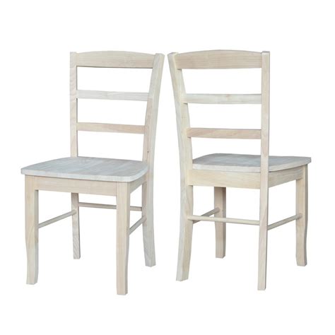 International Concepts Unfinished Madrid Ladderback Dining Chairs Set
