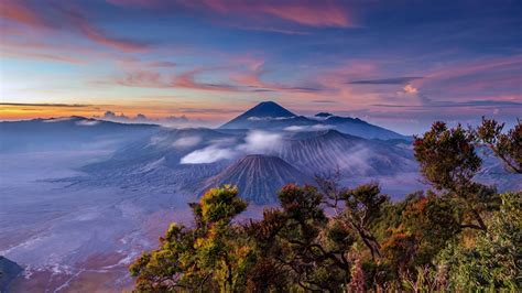 Landscape Sunrise Indonesia Stratovolcano Java Mount Bromo