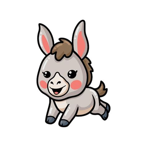 Premium Vector Cute Baby Donkey Cartoon Jumping