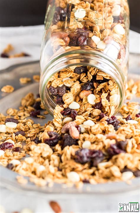 The oats, coconut oil and maple syrup are the foundation of this recipe, but. Granola Snack Mix - Cook With Manali