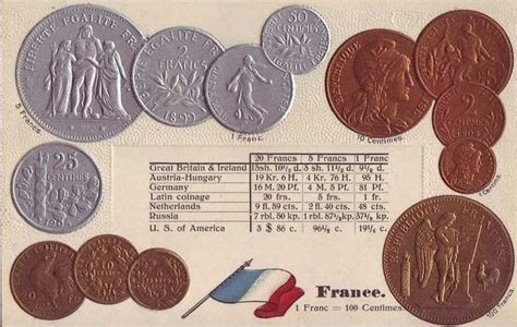Coins Of France Educational Postcard French Coins Coins Postcard