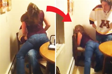 girl tries to give sexy lap dance but falls into wall in funny video daily star