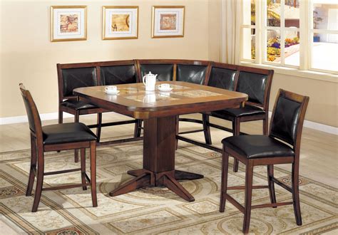 In open concept homes, look for a counter height dining room set that. Square Marble Inserts Counter Height Dining Room Set from ...