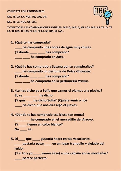Pronombres De Objeto Directo E Indirecto Worksheet Teaching Spanish