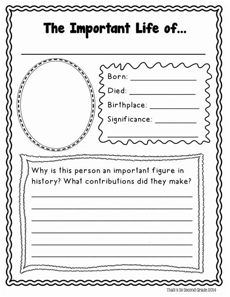Biography Project Template Printable Student Success Studio