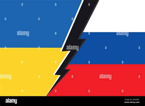 Der Konflikt Zwischen Russland Und Der Ukraine War Flags Vs Icon Stock