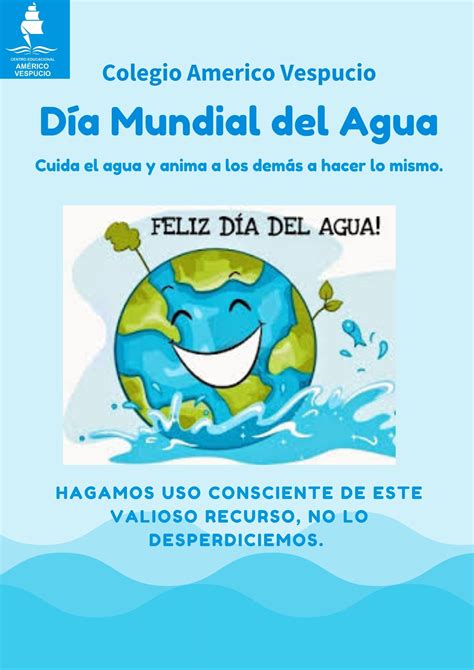 Afiche Dia Mundial Del Agua Centro Educacional Américo Vespucio