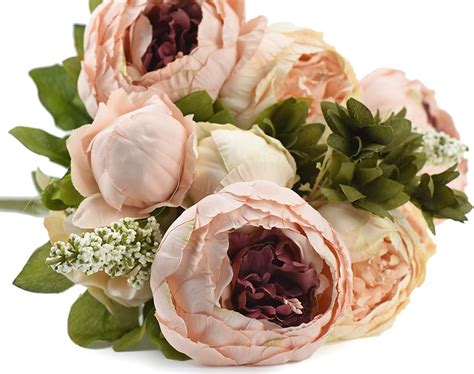Amazon Com Maylife Bouquet Of Nude Pink Peony Silk Artificial Flowers And Hydrangeas Perfect