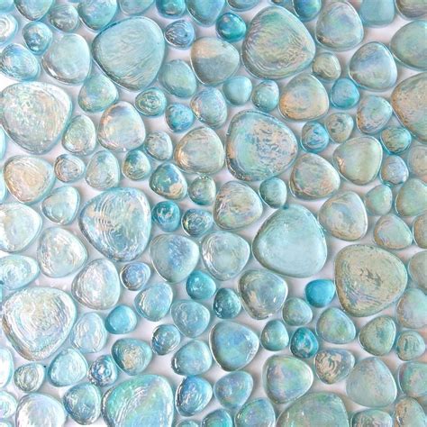 Iridescent Pebble Glass Mosaic Tile Aqua Blue For Wall And Floor Mosaic