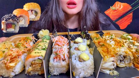 Asmr Sushi And Sashimi Platter Mukbang No Talking Eating Sounds Youtube